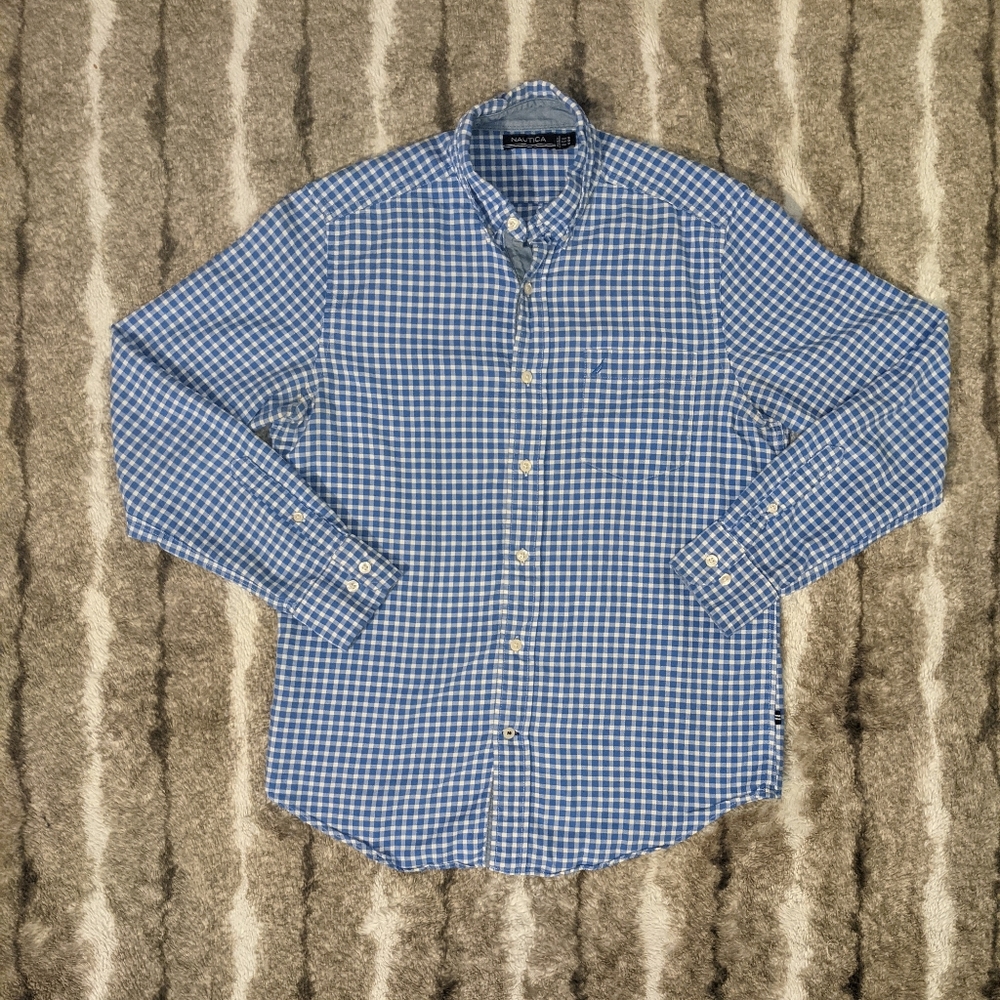NAUTICA Checkered Long Sleeve Button Up Top